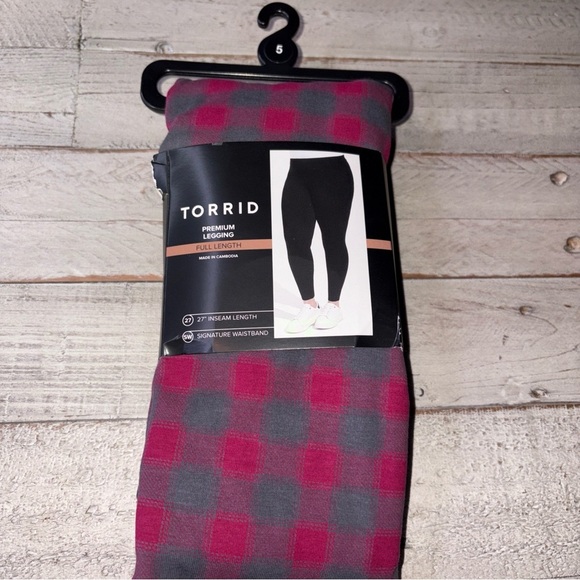 TORRID FULL LENGTH SIGNATURE WAIST PREMIUM LEGGINGS SIZE 5X Scarlett Plaid - Picture 3 of 15